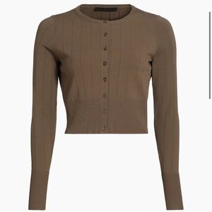 Jenni Kayne Ribbed Finley Olive Cardigan Sweater